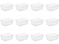 Sterilite 16448012 16 Quart 15 Liter Storage Box White Lid with Clear Base 12-Pack - BQOL4EPL8