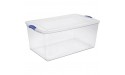 Sterilite 19290404 See-Through Lid And Base 105 Quart Latch Box- Maximum Storage Space With Secure Stacking Stadium Blue Case of 4 - BD9A9N7ZJ