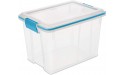 Sterilite 19324306 20 Quart 19 Liter Gasket Box Clear with Blue Aquarium Latches and Gasket 6-Pack - B73BBYPCW