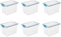 Sterilite 19324306 20 Quart 19 Liter Gasket Box Clear with Blue Aquarium Latches and Gasket 6-Pack - BUI364EE0