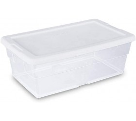 Sterilite 6 Quart Clear Stacking Closet Storage Tote Container with White Lid - BNRR9YIQY