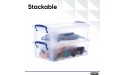 Superio Clear Storage Bin with Lid Stackable Plastic Storage Latch Box with Snap Lock Closure 6.25 Quart - BWU22JIDJ