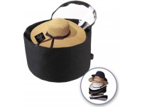 TreeHouse London XL Black Felt Hat Storage Box with Lid 17.5" D x 11.5'' H Travel Hat Boxes for Men & Women Collapsible Closet Organizer Stuffed Animal Toy Storage Bin Bag Dust Dirt Proof Cover - BW1PW4U59
