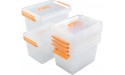 Tyminin 6 L Clear Plastic Storage Bin Container with Orange Handles 6 Packs - BH93NTW85
