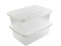 Wekiog Versatile Storage Organizer Plastic Bins with Lids White 2 Packs 14 Quart. - BXSR15XUY