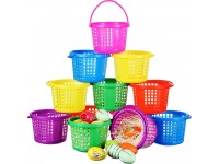 12 Pieces Easter Eggs Basket Multi-Color Easter Plastic Basket Easter Hunt Basket for Easter Egg Hunts Goodies Party Favor Supplies 13.5 x 9.5 cm  5.3 x 3.7 Inch - BLCFDNXM4