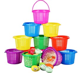 12 Pieces Easter Eggs Basket Multi-Color Easter Plastic Basket Easter Hunt Basket for Easter Egg Hunts Goodies Party Favor Supplies 13.5 x 9.5 cm 5.3 x 3.7 Inch - BLCFDNXM4