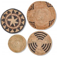 Aura Home Woven Wall Basket Set of 4- Hanging Wicker Seagrass Wall Baskets Decor Unique Basket Wall Art for Trendy All Natural Home Decor Handmade Boho Wall Baskets and Multifunctional Basket Tray - B6UDSYI05