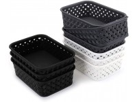 Bekith 9-Pack Small Plastic Storage Basket Woven Basket Bin for Closet Organization De-Clutter Accessories Toys Cleaning Products 7.7" x 5.4" x 2.4" - B1C5QWKA0