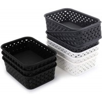Bekith 9-Pack Small Plastic Storage Basket Woven Basket Bin for Closet Organization De-Clutter Accessories Toys Cleaning Products 7.7" x 5.4" x 2.4" - B1C5QWKA0