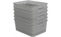 CadineUS 6-pack Grey Woven Plastic Storage Baskets Organizing Bins - BWI9LB2Z1