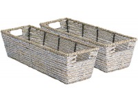 DII Trapezoid Seagrass Metallic Basket 16x5x4-Set of 2 Silver - BEAH8W3FR