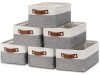 DULLEMELO Small Storage Baskets Set for Organizing Foldable Fabric Baskets for Shelves Closets Nuesery Bulk Baskets for Gifts Empty 11.8"x7.9"x5.1" White&Gray - BCI29E7SX