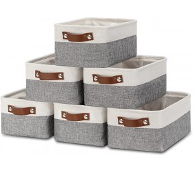 DULLEMELO Small Storage Baskets Set for Organizing Foldable Fabric Baskets for Shelves Closets Nuesery Bulk Baskets for Gifts Empty 11.8x7.9x5.1 White&Gray - BCI29E7SX