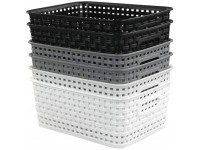 Eagrye 6-Pack 10.4-Inch x 7.6-Inch x 4.05-Inch Plastic Storage Basket Woven Basket Bin - BKYX0WRCQ