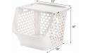 Elsjoy 2 Pack Plastic Stackable Storage Bins Open Front Stacking Storage Bins with Lids and Handles Standing Shelf Baskets Organizer for Snacks Toys Toiletries Almond Color - BF00S41OO