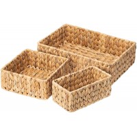 FairyHaus Wicker Baskets for Organizing 3Pack Large and Small Wicker Storage Baskets Set Decorative Hand Woven Baskets for Storage Water Hyacinth Storage Baskets for Pantry Shelf Closet - BC4ETK66H