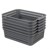 Ggbin 6 Pack Plastic Baskets Organizer Shelf BasketGray - BH8X0RR5C