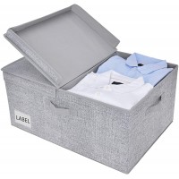 GRANNY SAYS Fabric Storage Bin with Lid Decorative Storage Box for Closet Shelves Container Storage Basket Organizer Jumbo Gray - BN1SE17JW
