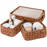 GRANNY SAYS Wicker Baskets for Organizing Nesting Decorative Woven Basket Set Storage Baskets with Handles Caramel Orange 3-Pack - BIBTUOC95