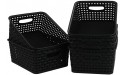 Kiddream Set of 6 Plastic Weave Storage Basket Pantry Organizing Bin black - B9TU2VK18