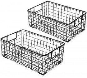 Kingrol 2 Pack Wire Storage Baskets with Handles Metal Organizer Basket Bins for Home Office Nursery Laundry Shelves Organizer - BBEUGRXB3
