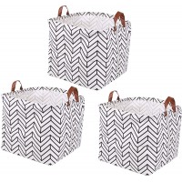 Kingrol 3 Pack Storage Baskets Large Collapsible Storage Bins with Handles for Closet Shelves Organizer Decorative Baskets for Home Office Nursery Laundry - BOIIX1U1X