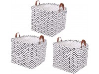 Kingrol 3 Pack Storage Baskets Large Collapsible Storage Bins with Handles for Closet Shelves Organizer Decorative Baskets for Home Office Nursery Laundry - B3R6B2T8Q