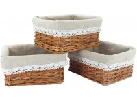 KINGWILLOW Wicker Storage Basket with Liner 3pcs Small Willow Rectangular Handmade Basket for Sundries neatening 3pcs - B503URZBC
