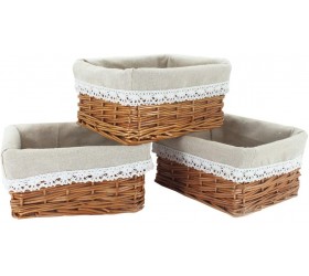 KINGWILLOW Wicker Storage Basket with Liner 3pcs Small Willow Rectangular Handmade Basket for Sundries neatening 3pcs - B503URZBC