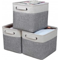Kntiwiwo Foldable Storage Bin Collapsible Basket Cube Storage Organizer Bins with Carry Handles for Home Closet Nursery Drawers Cube Organizer Set of 3 - BXLT9VQN3