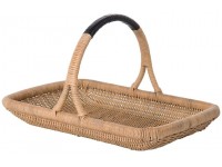 Kouboo Vegetable and Flower Wicker Leather Wrapped Arch Handle Natural Color Decorative Storage Basket One Size Brown - BTRO3MIFY