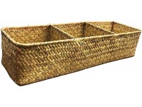 LA Rectangular Woven Seagrass Storage Basket and Home Organizer Bins,Natural Water Hyacinth Basket Brown - BEAZD8FNB