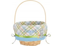 Let’s Make Memories Personalized Create Your Own Wicker Easter Basket – Blue Bunny Design Basket Only Customize with Any Name Medium - B380RR06Y