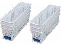 Mainstays Slim Plastic Storage Trays Baskets in White- Set of 6 - B3GJUNFLS