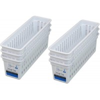 Mainstays Slim Plastic Storage Trays Baskets in White- Set of 6 - B3GJUNFLS