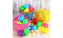 MCEAST 12 Pieces Easter Egg Baskets with Handle 60 Pieces Colorful Fillable Plastic Easter Eggs Empty 240g Colorful Easter Grass Raffia Paper for Easter Party Toddler Boys Girls - BDB4EGMZR