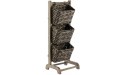 mDesign 3 Tier Vertical Standing Storage Basket Stand Decorative Wood Storage Organizer Tower Rack with 3 Basket Bins Black Wood - B299IFZOE