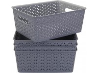 Neadas Grey 8 Litre Plastic Storage Baskets 4-Pack - BDZB1BTUO