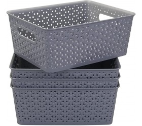 Neadas Grey 8 Litre Plastic Storage Baskets 4-Pack - BDZB1BTUO