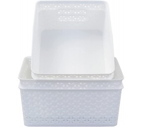 Obstnny Plastic Storage Baskets for Organizing White Plastic Basket Bins Set of 4 - BNZLY9UU2