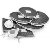Quilted Cases for Fine China Accessories Storage Set of 6 Gray - B4S6HE28I