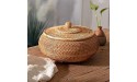 Rattan Boxes with Lid Hand-Woven Multi-Purpose Wicker Tray with Durable Rattan Fiber Round 11 Inch Diameter Bread basket - BL6AJFBS7