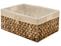 Rectangular Woven Seagrass Storage Bin with Handle,Kingwillow. water hyacinth Large - BJB382XVN