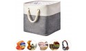 Robuy Storage Cube Basket,Set of 3 Lager Foldable Canvas Fabric Storage Bin Boxe with Cotton Rope Handles for Toys Clothes Book Organizer White & Grey 13 x 13 x 13 inches - BRU18WBP6