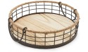 Round Wooden Wire Basket Trays with Handles Farmhouse Decor 2 Sizes 2 Pack - B860FHR8S