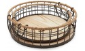 Round Wooden Wire Basket Trays with Handles Farmhouse Decor 2 Sizes 2 Pack - B860FHR8S