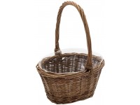 Royal Imports Oval Shaped -Small- Willow Handwoven Easter Basket 9"L x7W x3.5H 10.5"H w  Handle Braided Rim with Plastic Insert - B2OQIIFUG