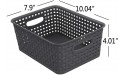 Sandmovie Deep Grey Plastic Rattan Storage Baskets 6 Packs - B6O1OWCJT