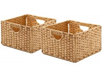 Seville Classics 2-Pack Foldable Handwoven Cube Storage Basket Bin Rectangular Light Amber 2 Count - BDDUDCD0H